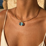 31.68ct Blue Topaz 18K Gold Medium Statement Pendant