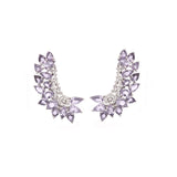5.17ct Diamond Amethyst 18K Gold Cluster Climber Earrings
