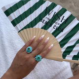 29.2ct Diamond Emerald Turquoise 18K Gold Cocktail Ring