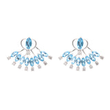 5.72ct Diamond Topaz 18K Gold Day & Night Cluster Earrings