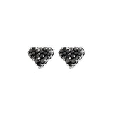 1.04ct Black Diamond 18K Gold Pave Heart Stud Earrings