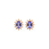 2.18ct Diamond Tanzanite 14K Gold Halo Earrings