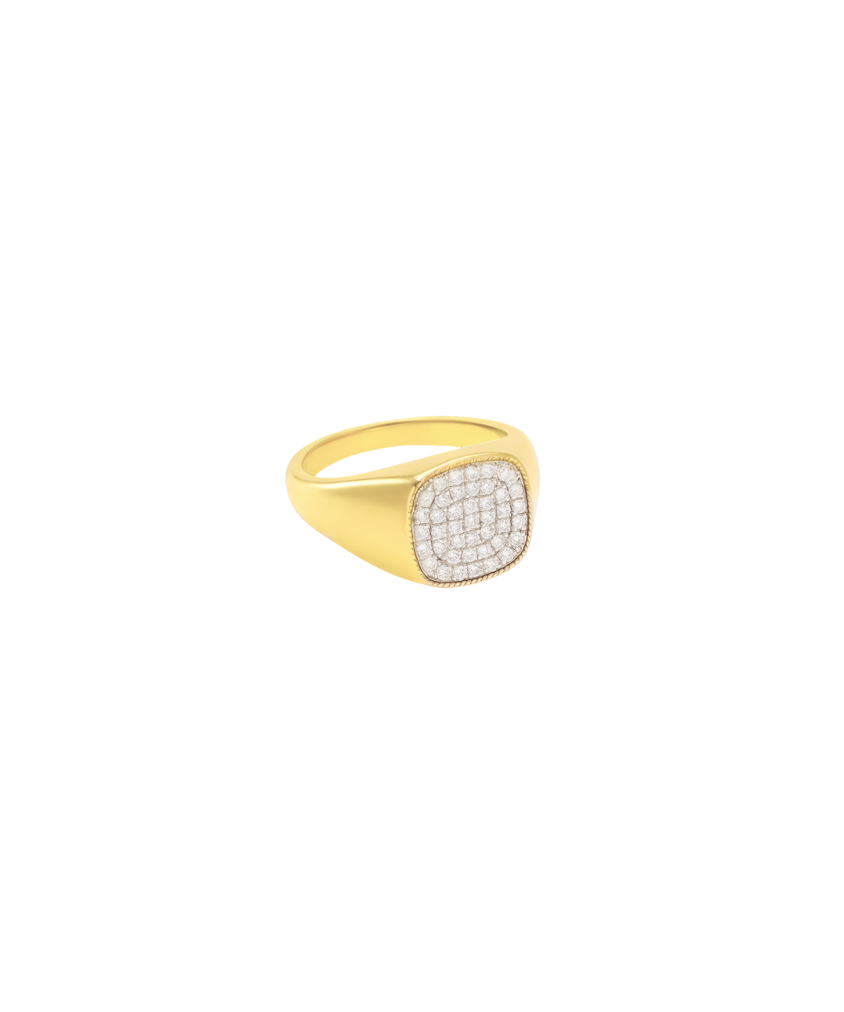 0.22ct Diamond Pave Signet Ring in 14K Yellow Gold