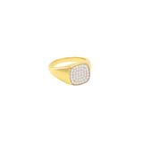 0.22ct Diamond Pave Signet Ring in 14K Yellow Gold