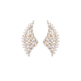 3.90ct Diamond 18K Gold Large Wing Climber Earrings
