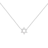 0.06ct Diamond 18K Gold Star of David Pendant Chain Necklace