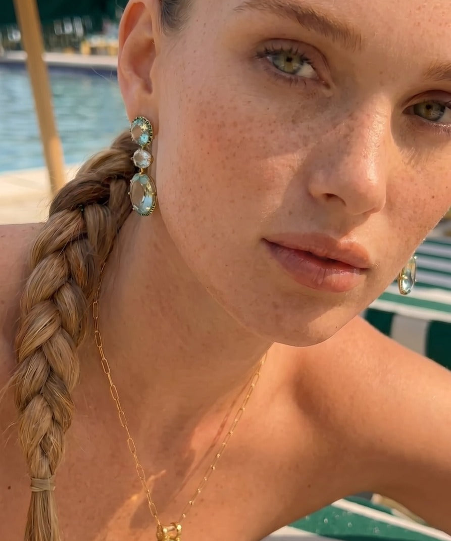 29.92ct Green Amethyst Tsavorita 18K Gold Earrings