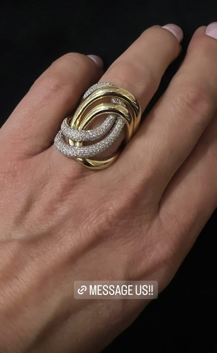 1.36ct Diamond 14K Gold Crossover Ring