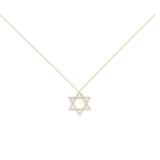 0.06ct Diamond 18K Gold Star of David Pendant Chain Necklace