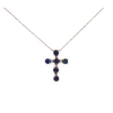 1.00ct Sapphire 14K Gold Cross Necklace