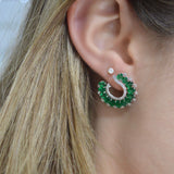 5.83ct Diamond Emerald 18K Gold Cluster Earrings