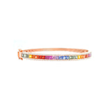 5.03ct Multi Sapphire Diamond 18K Gold Bangle Bracelet