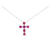 1.00ct Ruby 14K Gold Cross Necklace