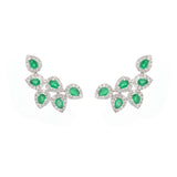 2.66ct Diamond Emerald 18K Gold Cluster Climber Earrings