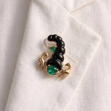 Scorpio 9.05ct Black Onyx Emerald 18K Gold Brooch