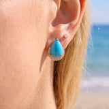 14.81ct Diamond Turquoise 18K Gold Pear Stud Earrings