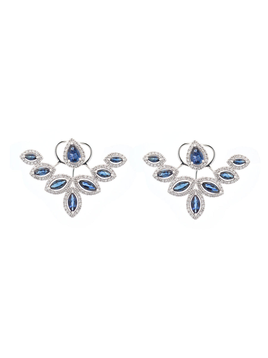 4.24ct Diamond Sapphire 18K Gold Day & Night Earrings