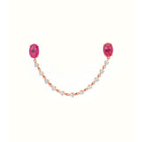 2.40ct Diamond Ruby 18K Gold Oval Chain Link Earrings