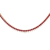 5.75ct Ruby Diamond 18K Gold Stationed Tennis Necklace