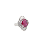 5.63ct Diamond Ruby Platinum Cluster Cocktail Ring