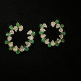 5.32ct Diamond Emerald 14K Gold Cluster Earrings