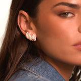 1.82ct Diamond 18K Gold Fire Flames Climber Earrings