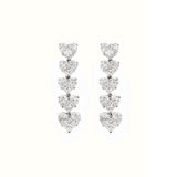 4.09ct Diamond 18K Gold Invisible Set Graduated Heart Shaped Earrings