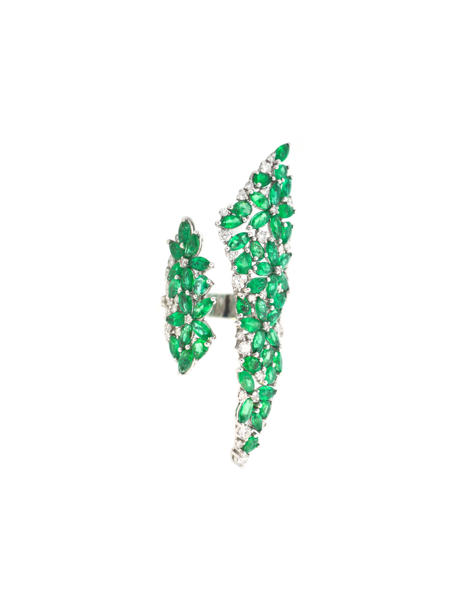 8.25ct Diamond Emerald 18K Gold Cocktail Ring