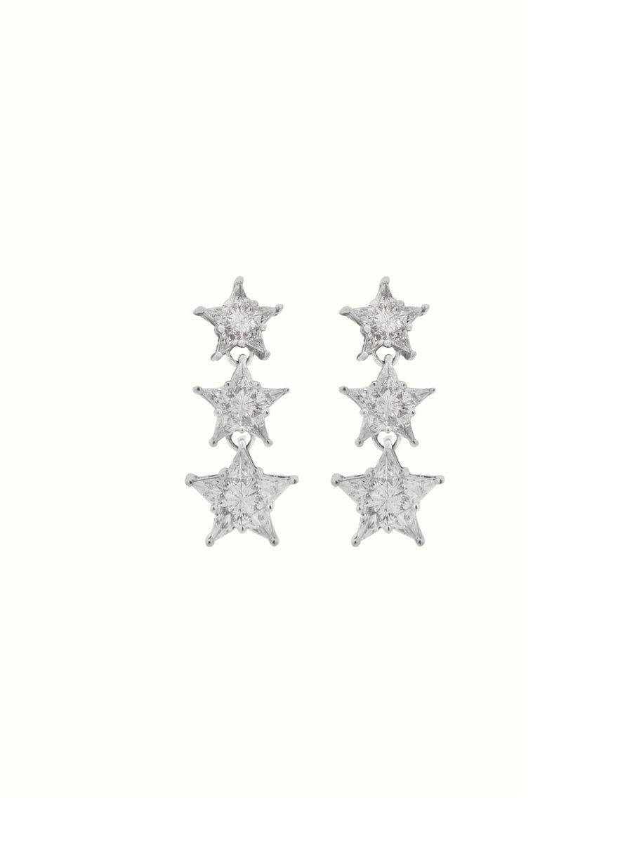 2.14ct Diamond 18K Gold Invisible Set Graduated Stars Shaped Earrings