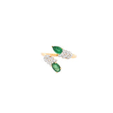 0.85ct Emerald Diamond 18K Gold Bypass Ring