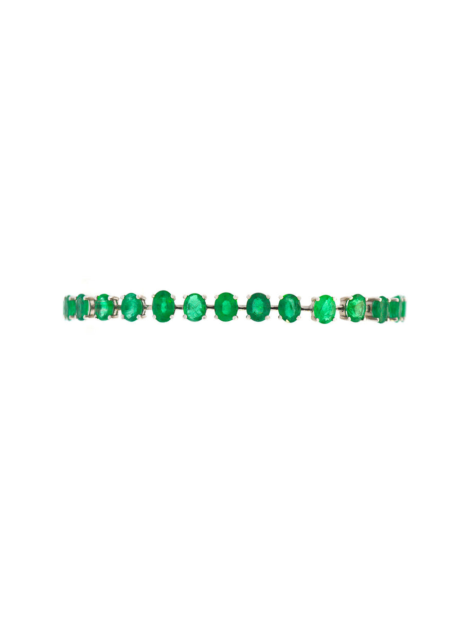 9.00ct Emerald 18K Gold Oval Link Tennis Bracelet