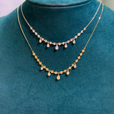 0.95ct Diamond 14K Gold Station Drop Necklace