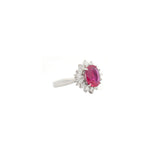 4.06ct Diamond Burma Ruby Platinum Halo Ring