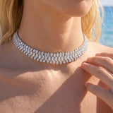 18.18ct Diamond 18K Gold Statement Three Row Choker Tennis Necklace