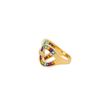 2.77ct Diamond Multi Gemstone 14K Gold Crossover Ring