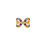 2.77ct Diamond Multi Gemstone 14K Gold Crossover Ring