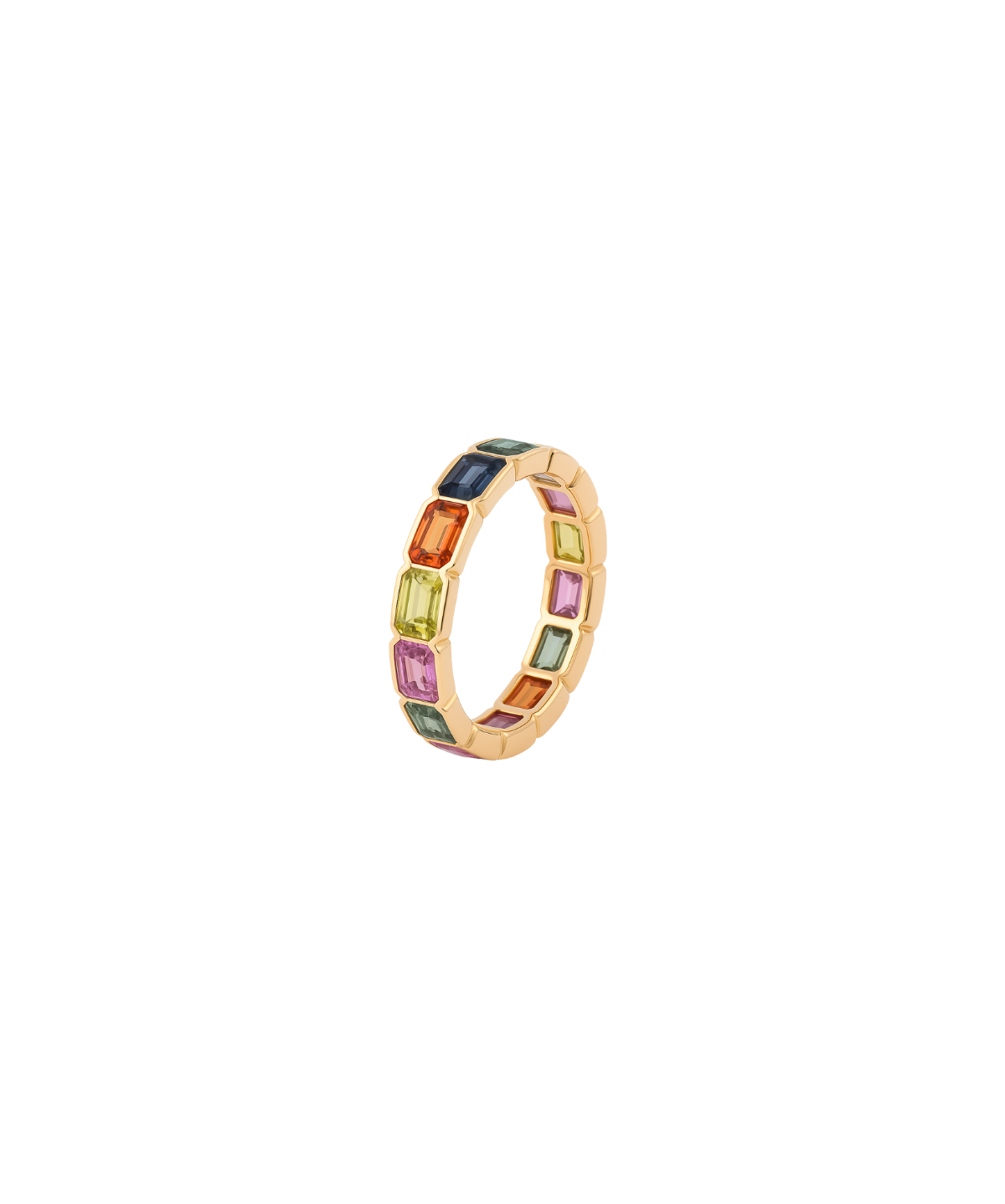 4.11ct Multi Gemstone 18K Gold Eternity Ring