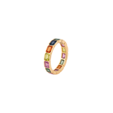 4.11ct Multi Gemstone 18K Gold Eternity Ring