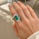 5.12ct Emerald Diamond 18K Gold Bypass Cocktail Ring