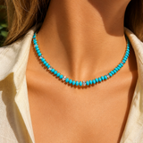 42.70ct White Sapphire Turquoise 18K Gold Pear Cut Tennis Necklace