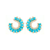 0.70ct Diamond Turquoise 18K Gold Cluster Earrings