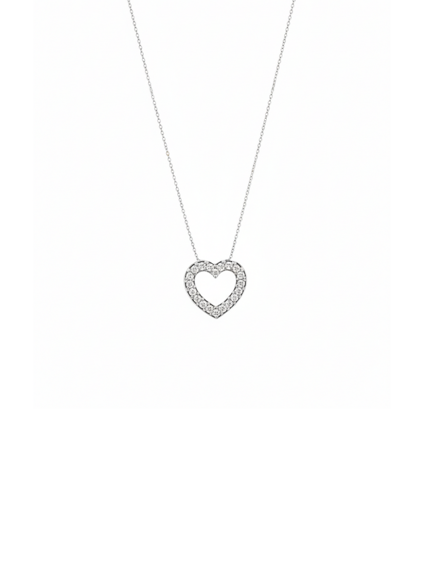 0.50ct Diamond 14K Gold Heart Pendant Chain Necklace