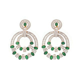 16.92ct Diamond Emerald 14K Gold Statement Earrings