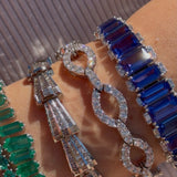 45.76ct Diamond Tanzanite 18K Gold Statement Tennis Bracelet