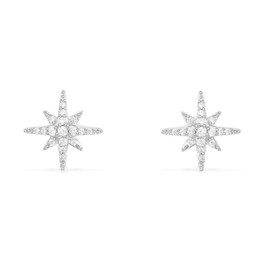 0.49ct Diamond 18K Gold Star Stud Earrings