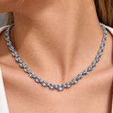 32.57ct Diamond Aquamarine 18K Gold Tennis Necklace