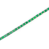 8.30cts Emerald 18K Gold Princess Cut Link Bracelet