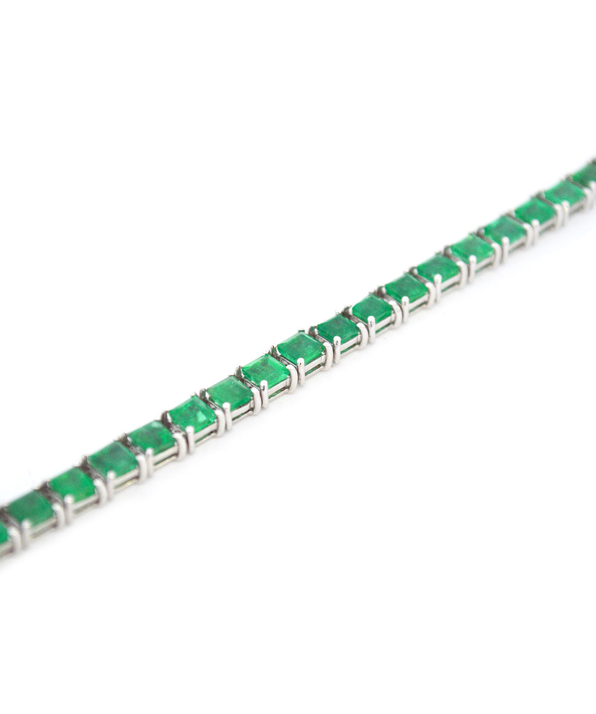 8.30cts Emerald 18K Gold Princess Cut Link Bracelet