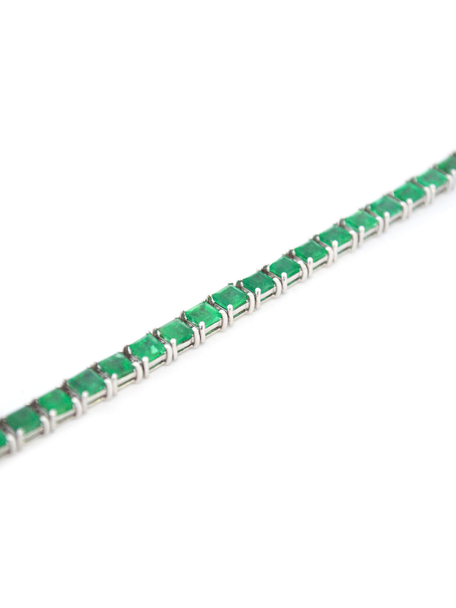 8.30cts Emerald 18K Gold Princess Cut Link Bracelet