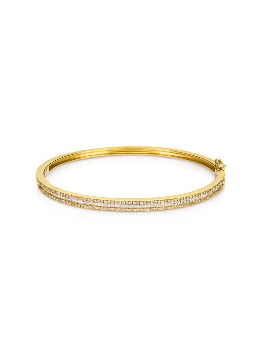 1.10ct Diamond 14K Gold Baguette Bangle Bracelet